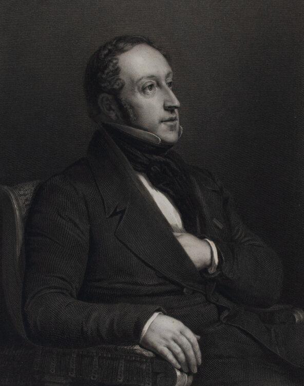 Portrait gravé de Rossini assis